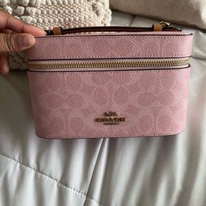 Coach Powder Pink Leather Cosmetic Train Case